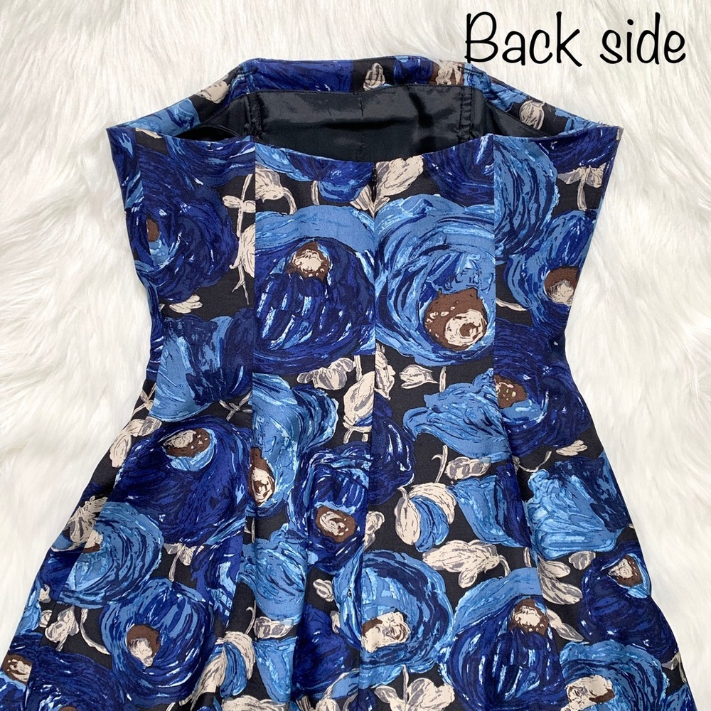 SOLD-Anthropologie Watercolor Rose Strapless Dress - Picture 4 of 8